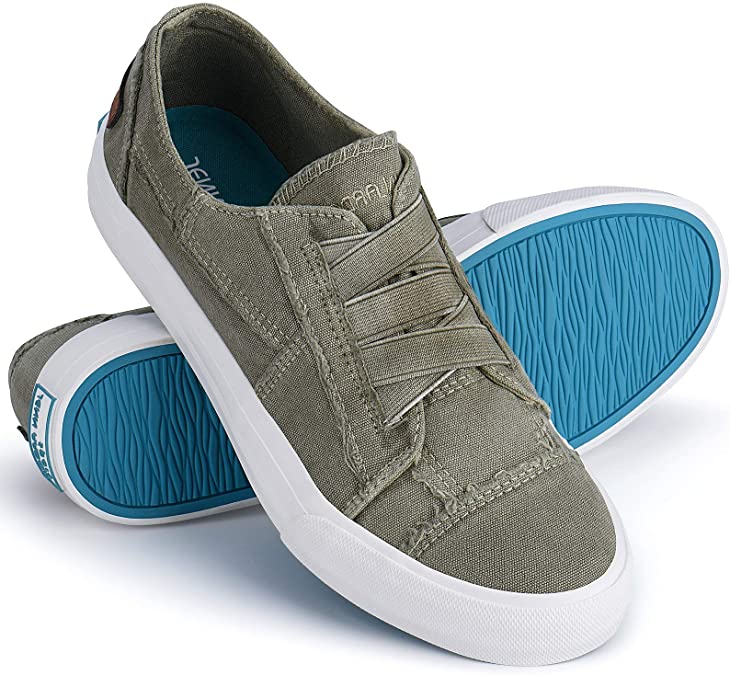 JENN ARDOR Womens Canvas Sneakers Fashion Shoes Low Top Unlaced Slip on Canvas Casual Shoes