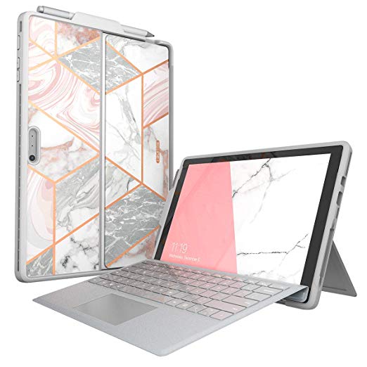 i-Blason Cosmo Case Designed for Microsoft Surface Pro 6 / Pro 5 / Pro 2017 / Pro 4 / Pro LTE, Slim Glitter Protective Bumper Case Cover with Pencil Holder Compatible with Type Cover Keyboard (Marble)