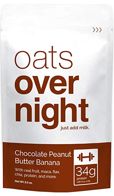 Oats Overnight - Chocolate Peanut Butter Banana - Premium High-Protein, Low-Sugar, Gluten-Free (3oz per pack) (12 Pack)