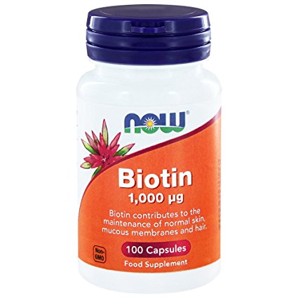 Now Foods Biotin Supplement Capsules, 1,000 mcg, 100-Count