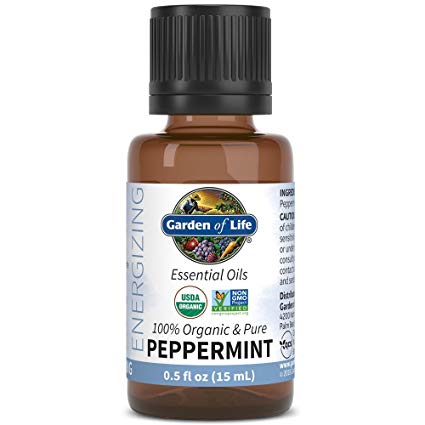 Garden of Life Essential Oil, Peppermint 0.5 fl oz (15 mL), 100% USDA Organic & Pure, Undiluted & Non-GMO - for Diffuser, Aromatherapy, Meditation - Energizing, Invigorating, Refreshing, Uplifting