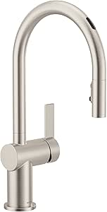 Moen 7622EVSRS Cia Smart Faucet Touchless Pull Down Sprayer Kitchen Faucet with Voice Control and Power Boost, Includes Optional Chrome Accents, Spot Resist Stainless