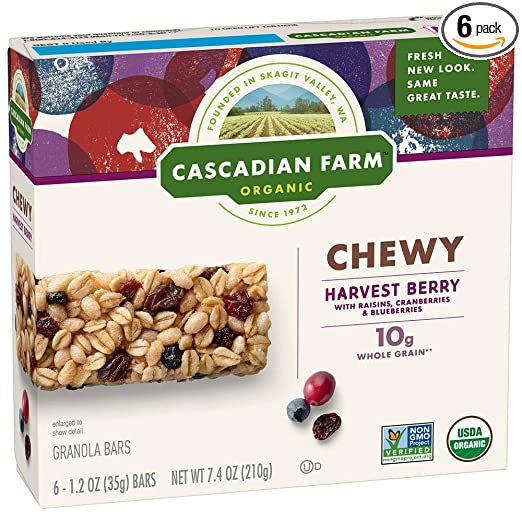 Cascadian Farm Organic Harvest Berry Chewy Granola Bars, 36 Bars