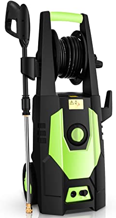 mrliance 3500PSI Electric Pressure Washer 2.0GPM Power Washer 1800W High Pressure Washer Cleaner Machine with Spray Gun, Hose Reel, Brush, and 4 Adjustable Nozzle