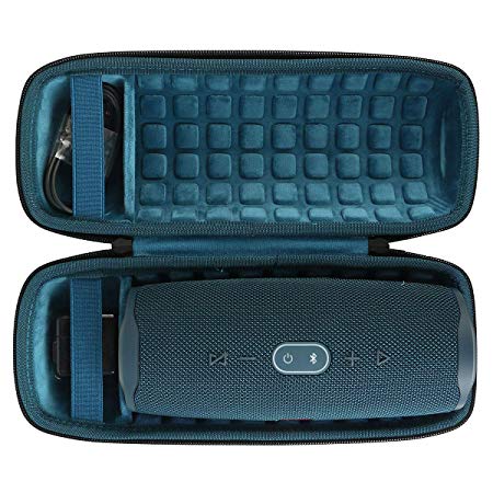 co2crea Hard Travel Case for JBL Charge 4 Portable Bluetooth Speaker (Ouside Black and Inside Blue)