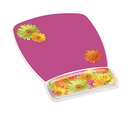 3M Precise Mouse Pad with Gel Wrist Rest, Daisy Design (MW308DS)