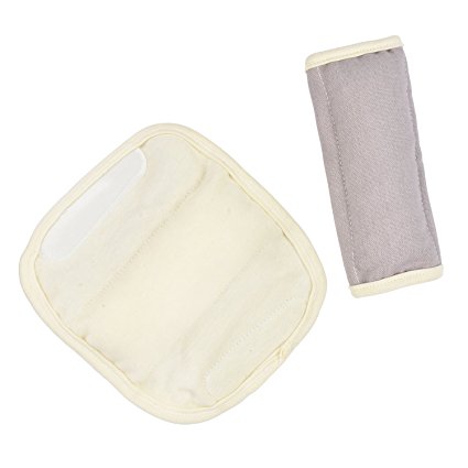 DorDor & GorGor ORGANIC Baby Seat Belt Cushion, Extra Plush, 100% Cotton (Linen Gray)