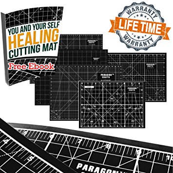 Premium Double Sided Self Healing Rotary Cutting Board With Grids & Angle Indications For Maximum Precision – Perfect For Sewing, Scrapbooking, Quilting, School & DIY Projects – 17” x 11” – Black