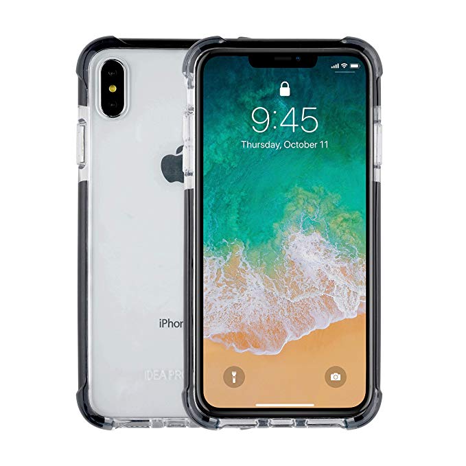 Idea Promo Ultra Clear Case for iPhone X R Clear Case, iPhone 10 R, Shock-Absorption and Anti Scratch, Heavy Duty Protective, Reinforced Conner and Rubber Bumper Shockproof (Black)