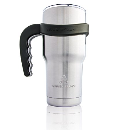 Universal Anti-Slip Handle for 30 oz Stainless Steel Tumbler, Thermos, Cup with Thumb and Finger Grips - INCREDIBLY Durable! Fits YETI Rambler, Ozark Trail, RTIC, and MORE. Black