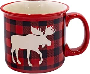 Lazy One Novelty Mugs, Funny Gift Mug for Family, Friends, or Coworkers in your Office, Camping (Moose Plaid)