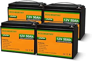 ECO-WORTHY 12V 50Ah 4Pack (Pack in Series to 48V 50Ah) LiFePO4 Lithium Battery, Up to 15000 Deep Cycles, Replacement of Lead-Acid, for Golf Cart, Off-Grid Solar System, RV, Scooter, Trolling Motor