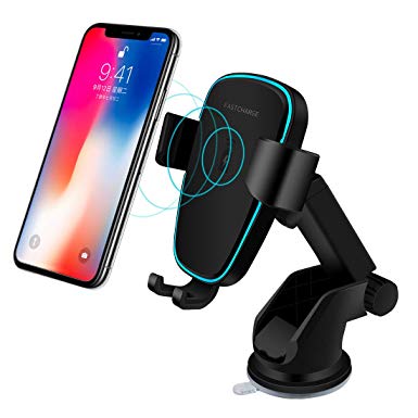 Wireless Car Charger, Fast 10W Wireless Charging Car Mount Gravity Linkage Air Vent Phone Holder for iPhone X/8/8 Plus, Samsung Galaxy Note 8/5,S8 ,S7,S6 Edge ,Compatible with All Qi-Enabled (Black)