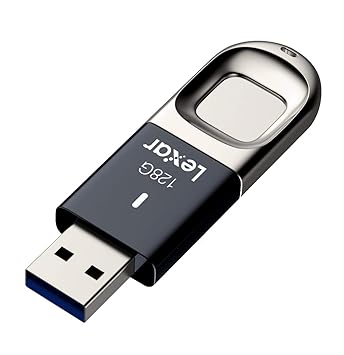 Lexar LJDF35-128BNL JumpDrive Fingerprint F35 128 GB USB 3.0 Flash Drive, Black/Silver