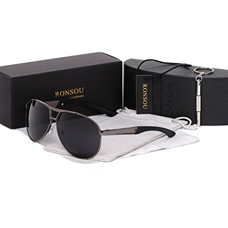 Ronsou Reflective Aviator Polarized Sunglasses Eyewear with Mirrored Lens 391