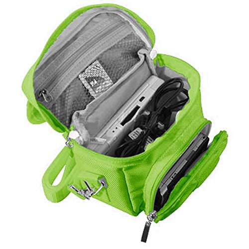Orzly Travel Bag for Nintendo DS Consoles (New 2DS XL / 3DS / 3DS XL / New 3DS / New 3DS XL / Original DS / DS Lite / DSi / etc.) - Includes Belt Loop, Carry Handle, Shoulder Strap - GREEN