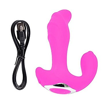 Multi Speed USB Charging Double Spot Butt Anal Plug Prostate Vibrator (Hot Pink)