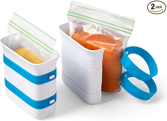 YouCopia FreezeUp Freezer Food Block Maker, 2 Cup, 2-Pack, Meal Prep Bag Container to Freeze Leftovers and Soup