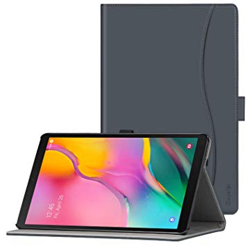Ztotop Case for Samsung Galaxy Tab A 10.1 Inch Tablet 2019(SM-T510/T515),PU Leather Folding Stand Folio Cover with Pen Holder, Card Pocket and Multiple Viewing Angles,Dark Gray