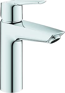 GROHE QUICKFIX Start Robinet lavabo de salle de bains, sans tirette de vidage, vidage clic clac inclus, mousseur économie d'eau, installation rapide, taille M, chromé, 23746002 (Import Allemagne)