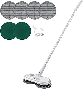 VEVOR Cordless Electric Mop, Up to 70 mins Powerful Battery, Electric Spin Mop with Dual Spinning Mop Heads, 4 Microfiber Pads & 2 Floor Scrubber Pads, for Hardwood Floor/Bathroom/Tile Floor Cleaning