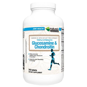 Nature's Wonder Glucosamine Chondroitin Triple Strength with MSM Tablets, 240 Count, Compare vs. Osteo Bi-Flex® Triple Strength