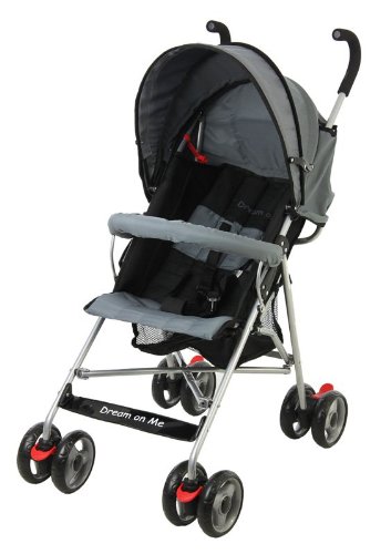 Dream On Me Single Stroller with large Canopy, Black