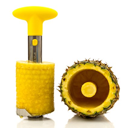 Pineapple Corer Slicer Peeler 3-in-1 Tool by Cuisine Ninja: Professional grade Stainless Steel Blade Cores Pineapples in minutes! Creates gorgeous rings. Free Recipe e-Book Included!