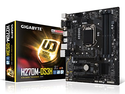 GIGABYTE LGA1151 Intel H270 2-Way Crossfire Micro ATX DDR4 Motherboards (GA-H270M-DS3H)