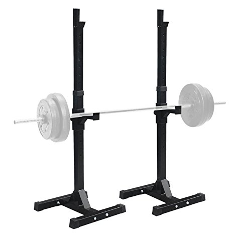Sportmad Pair of Dumbbell Rack Adjustable Standard Solid Sturdy Steel Squat Stands Barbell Bench Free Press Stands Portable Rack for Home Gym Exercise Fitness Workout , 400lbs Capacity, White/Black
