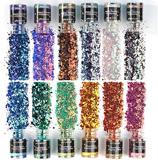 LET'S RESIN Chameleon Chunky Glitter, Colorshift Chunky Glitter for Resin, Craft Glitters Sequins for Epoxy Resin, Nail Art, Slime, Epoxy Tumblers