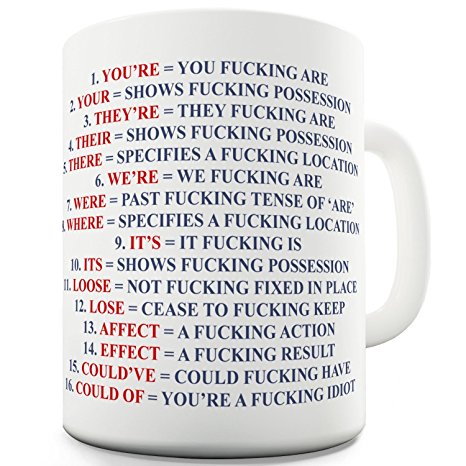 Funny Mug - Grammar Expletive and Rude - 11 OZ Coffee Mugs - Inspirational gifts for friends and sarcasm - By A Mug To Keep TM