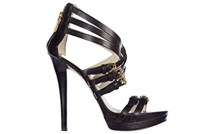 Michael Kors Women's Leather Heel Sandals Ava Platform Black