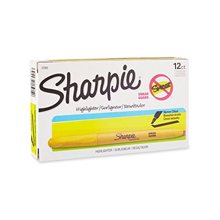 Sharpie 27005 Accent Pocket Style Highlighter, Yellow, 12-Pack