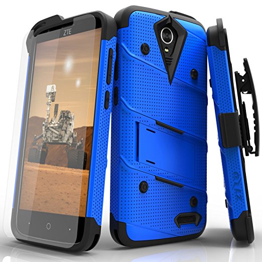 ZTE Grand X3 Case, Zizo [Bolt Series] w/ FREE [ZTE Grand X3 Screen Protector] Kickstand [12 ft. Military Grade Drop Tested] Holster Clip- ZTE Z959