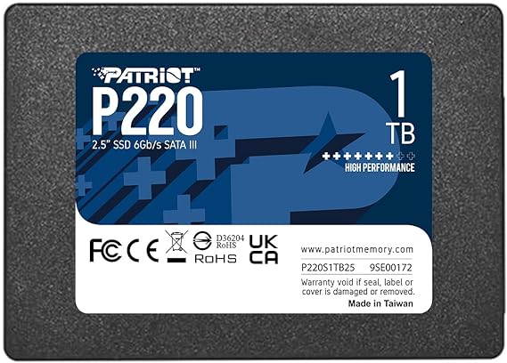 Patriot P220 SATA 3 1TB Internal Solid State Drive 2.5” - P220S1TB25