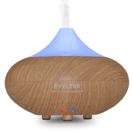 Essential Oil DiffuserEVELTEK Wood Grain Cool Mist Portable Aromatherapy Air Humidifier7 Colors Changing LED ampWaterless Auto Shut-off for Home Office Bedroom Room and ChildrenNature Health and Beauty