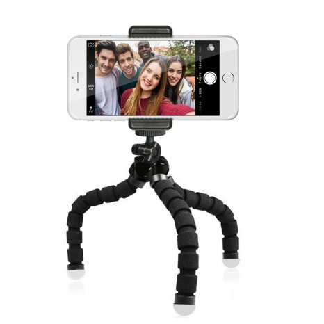 TriFlex Mini Phone Tripod Stand - The Best Flexible iPhone Tripod for Any Smartphone Including iPhone 6 6s Plus Samsung Galaxy S6 Note 5 Black