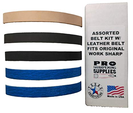 Assorted 1/2 in. X 12 in. Replacement Belt Kit with Leather Honing Belt fits Original Work Sharp 1/2"x12" Sharpening Belt Assortment Fits WSKTS Knife and Tool Sharpener