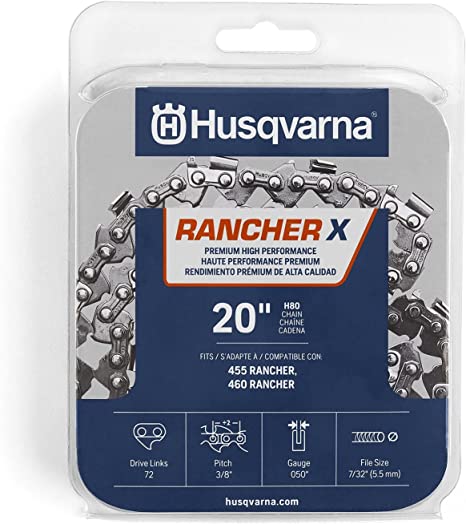 Husqvarna 531300441 20-Inch H80-72 (72V) Saw Chain, 3/8-Inch by .050-Inch