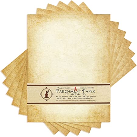 Aged-Look Parchment Stationery Paper for writing and printing- 8.5x11" -Bulk Pack of 100 sheets