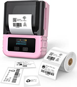 Phomemo M120 Label Maker-Barcode Printer, Bluetooth Label Maker for Small Business, Mini Portable Thermal Address Label Maker for Barcode,Retail,QR Code,Gift Tag etc,Compatible with Smartphones,Pink