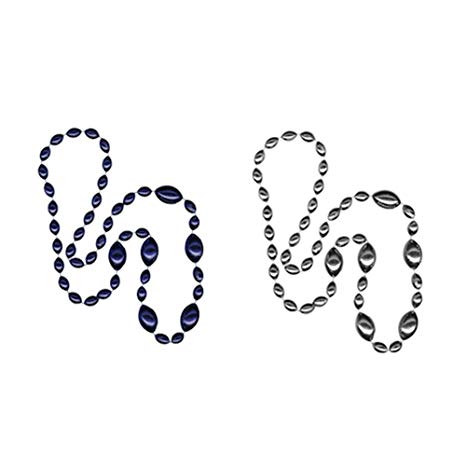 Jumbo Football Beads Navy Blue/ Silver 2 Piece