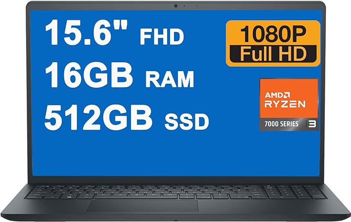 Dell Inspiron 15 3535 Business Laptop 15.6" FHD Anti-Glare AMD 6-Core Ryzen 5 7530U Processor (Beats i7-1255u) 16GB RAM 512GB SSD USB-C HDMI ExpressCharge Win11 Black