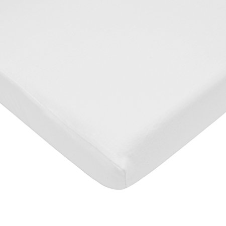 TL Care 100% Cotton Jersey Knit Fitted Crib Sheet for Standard Crib and Toddler Mattresses, White, 28" x 52"