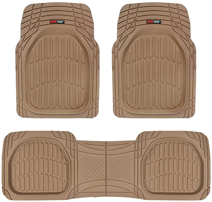 Motor Trend MT-923-BG FlexTough Contour Liners-Heavy Duty Deep Dish Rubber Floor Mats in Beige Tan