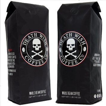 Death Wish Whole Bean Coffee Bundle Deal, The World's Strongest Coffee, Fair Trade and USDA Certified Organic, 2 lb Bag