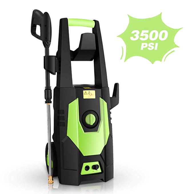 mrliance 3500PSI Electric Pressure Washer, 2.0GPM Electric Power Washer High Pressure Washer with Spray Gun, Brush, and 4 Quick-Connect Spray Tip (Green)