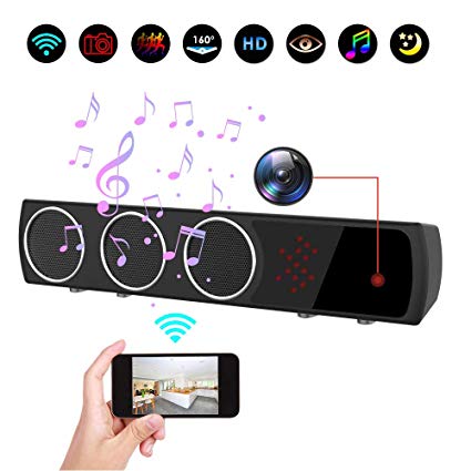 Hidden Camera in Bluetooth Speaker with Stronger Night Vision, Wireless 1080P WiFi HD Spy Camera with Motion Detection/Real-Time View Mini Nanny Cam