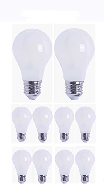A19 LED E26 Base Bulb, Frosted Glass Classic Style, 8W - 60W Replacement, Energy Star & UL Listed, Dimmable, 2700K Soft White, 800 Lumen, 10 Pack